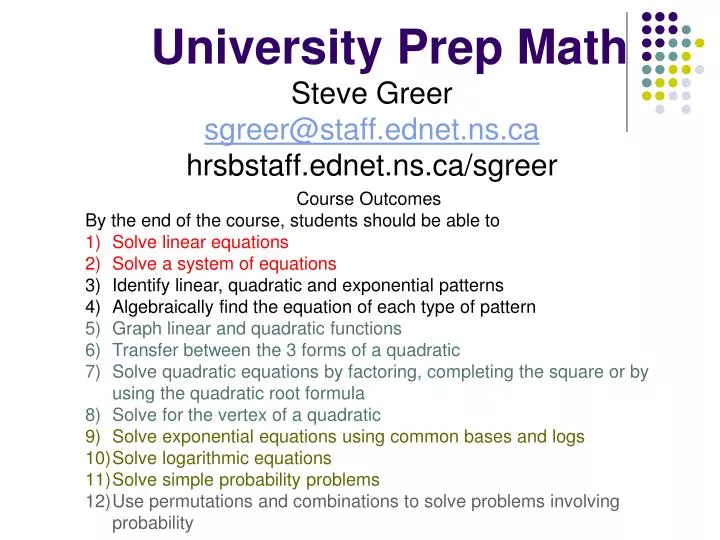 university prep math
