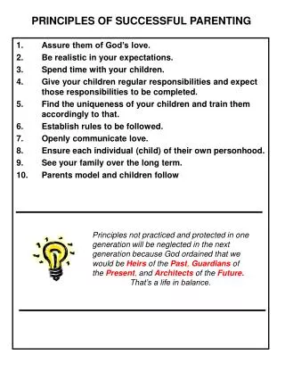 PRINCIPLES OF SUCCESSFUL PARENTING