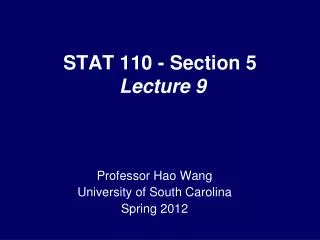 STAT 110 - Section 5 Lecture 9