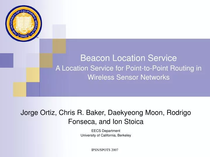 beacon location service a location service for point to point routing in wireless sensor networks