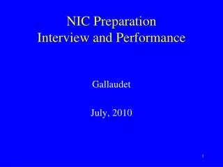 NIC Preparation Interview and Performance