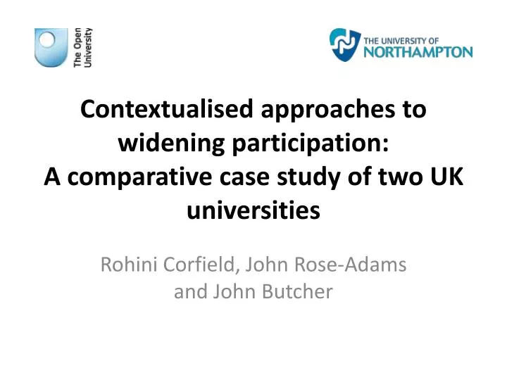 contextualised approaches to widening participation a comparative case study of two uk universities