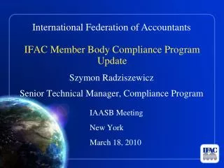 IFAC Member Body Compliance Program Update