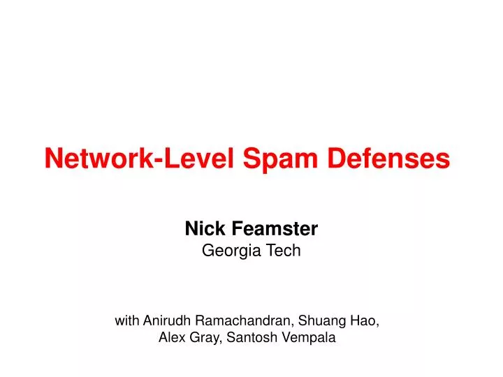 network level spam defenses