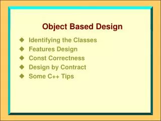 Object Based Design