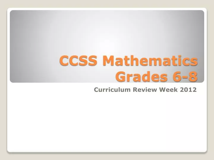 ccss mathematics grades 6 8