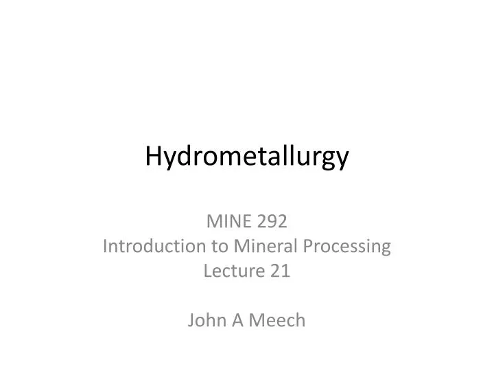 hydrometallurgy