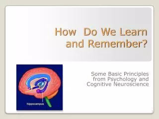 How Do We Learn and Remember?