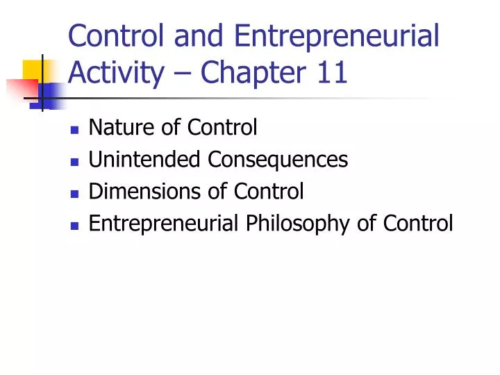 control and entrepreneurial activity chapter 11