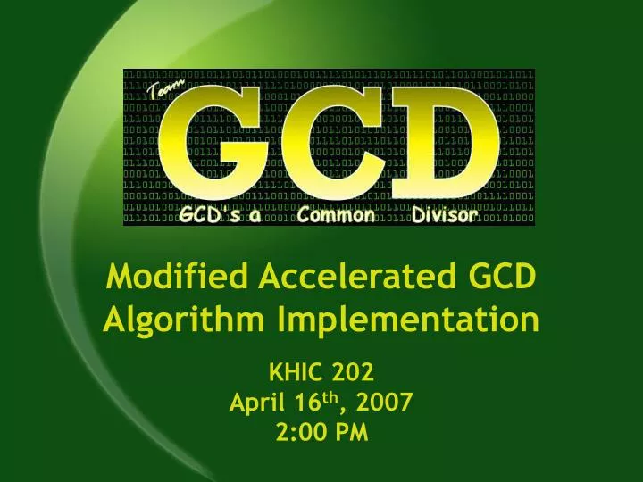 modified accelerated gcd algorithm implementation