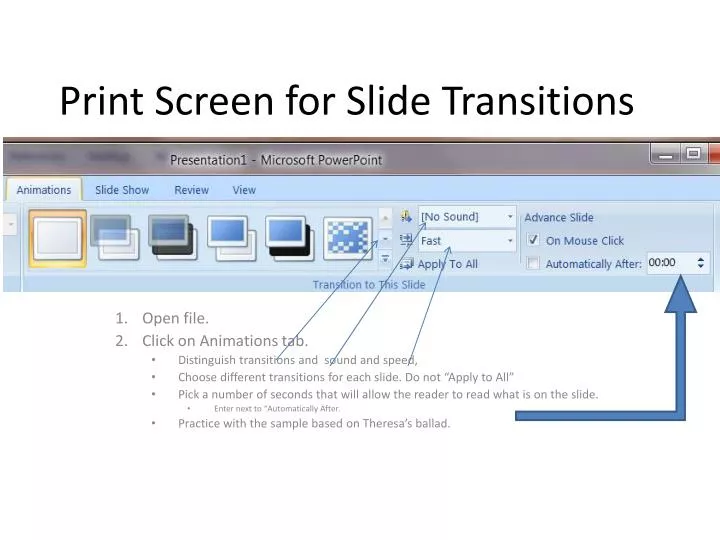 print screen for slide transitions