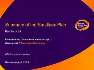 Summary of the Smallpox Plan