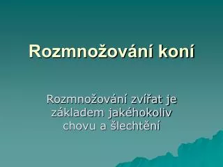 rozmno ov n kon