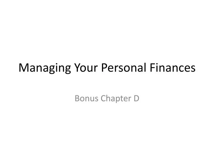 managing your personal finances