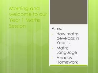 Morning and welcome to our Year 1 Maths Session