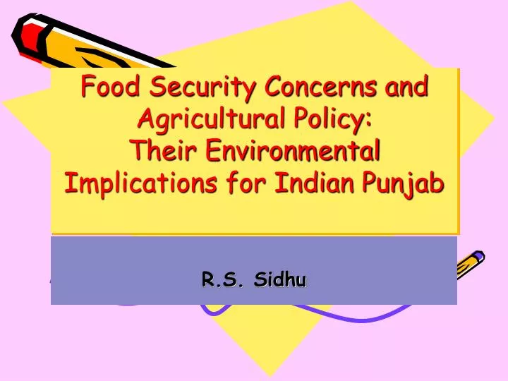 food security concerns and agricultural policy their environmental implications for indian punjab