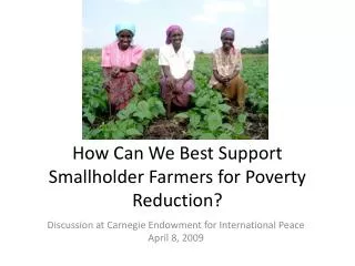 How Can We Best Support Smallholder Farmers for Poverty Reduction?