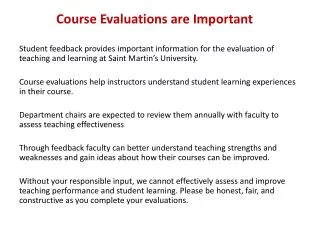 Course Evaluations are Important