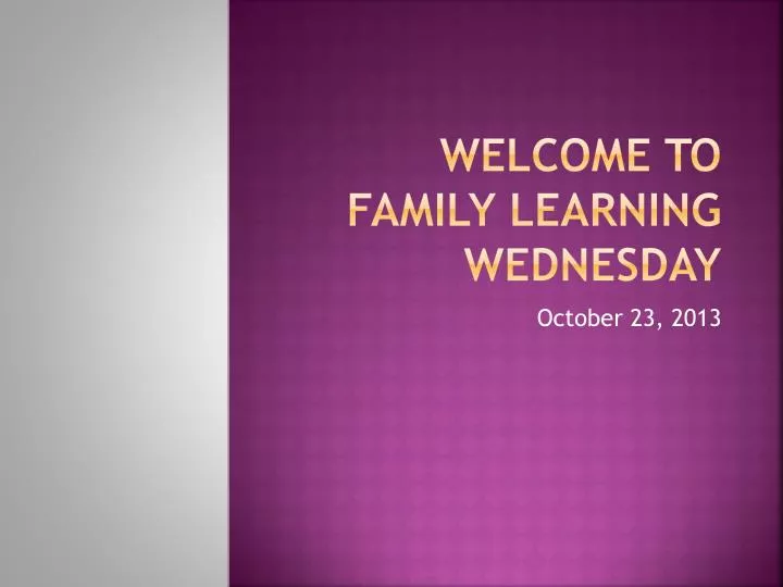 welcome to family learning wednesday