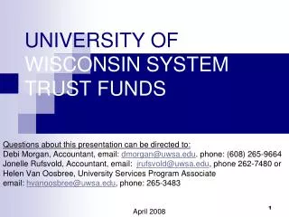 UNIVERSITY OF WISCONSIN SYSTEM TRUST FUNDS