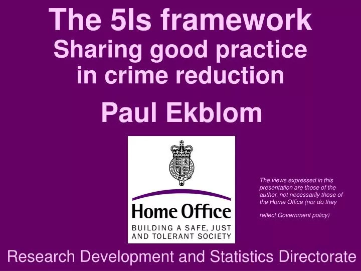 the 5is framework sharing good practice in crime reduction