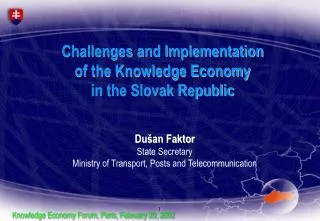 Challenges and Implementation of the Knowledge Economy in the Slovak Republic