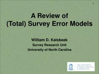 A Review of (Total) Survey Error Models
