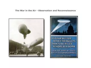 The War in the Air - Observation and Reconnaissance