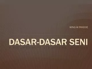 dasar dasar seni