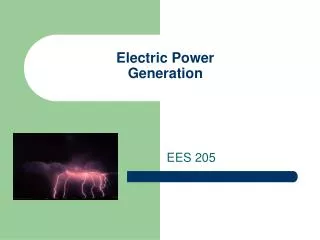 Electric Power Generation