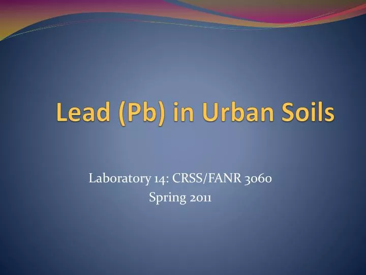 lead pb in urban soils