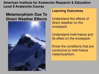 Metamorphism Due To Direct Weather Effects