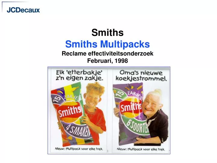 smiths smiths multipacks reclame effectiviteitsonderzoek februari 1998