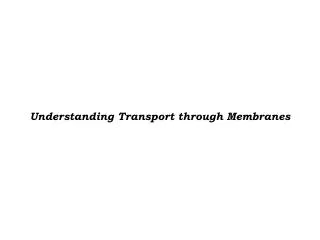 Understanding Transport through Membranes