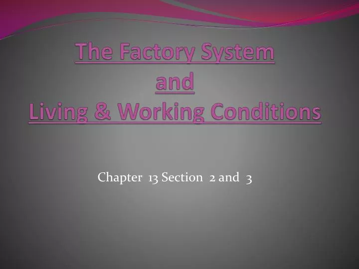 the factory system and living working conditions