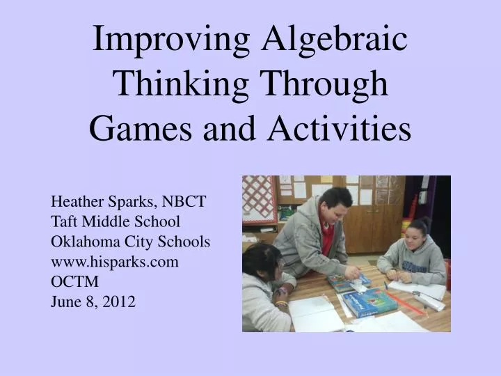 improving algebraic thinking through games and activities