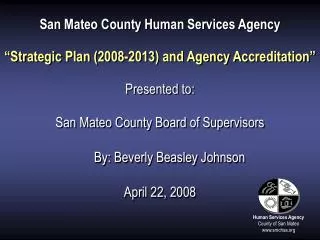 Human Services Agency County of San Mateo smchsa