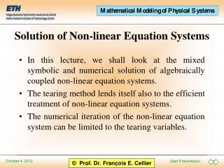 Solution of Non-linear Equation Systems