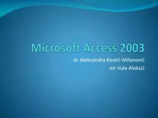 microsoft access 2003