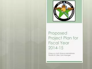 Proposed Project Plan for Fiscal Year 2014-15