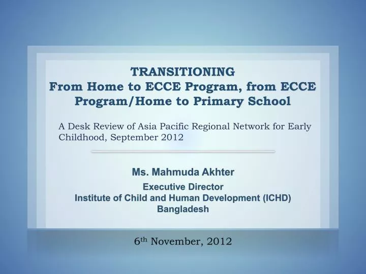 transitioning from home to ecce program from ecce program home to primary school