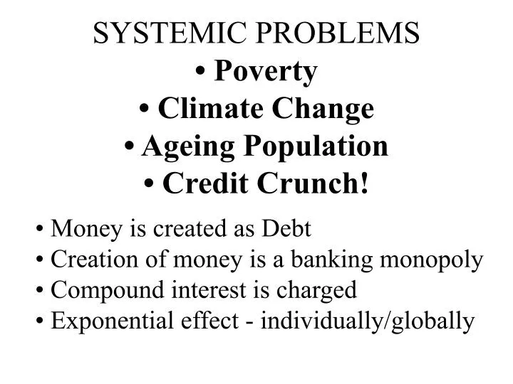 systemic problems poverty climate change ageing population credit crunch