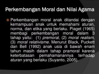 perkembangan moral dan nilai agama