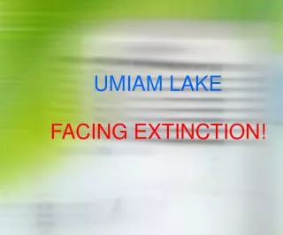 UMIAM LAKE FACING EXTINCTION!