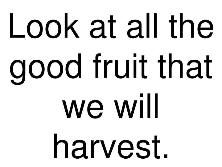 look at all the good fruit that we will harvest