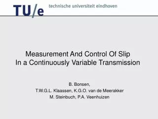 Measurement And Control Of Slip In a Continuously Variable Transmission