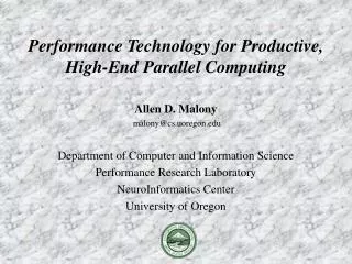 Performance Technology for Productive, High-End Parallel Computing