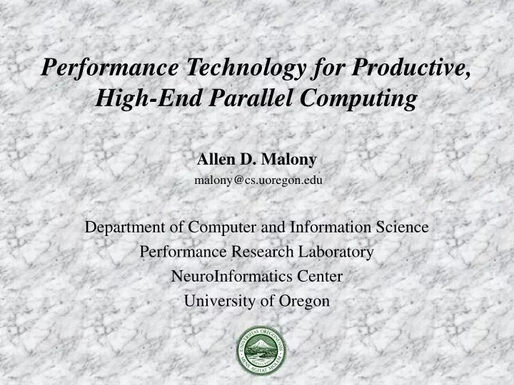 performance technology for productive high end parallel computing