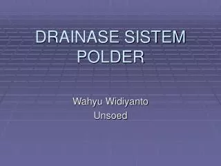 drainase sistem polder