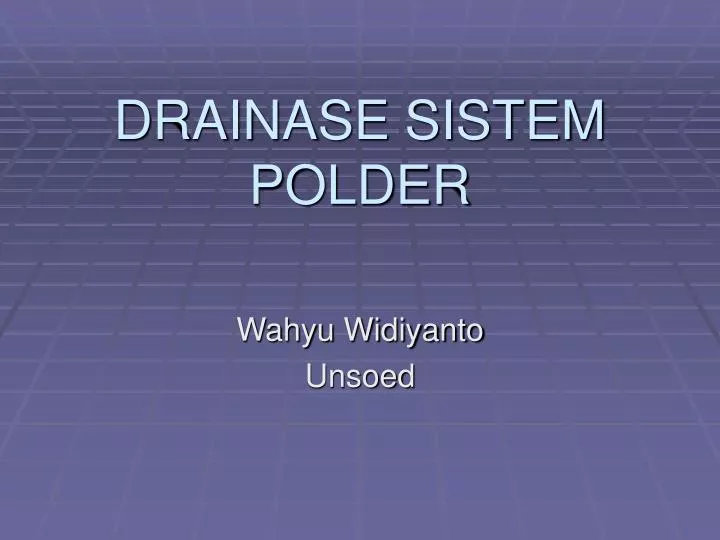 drainase sistem polder